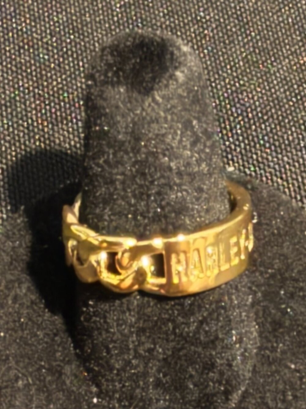 HARLEY DAVIDSON LADIES STERLING SILVER GOLD PLATED RING